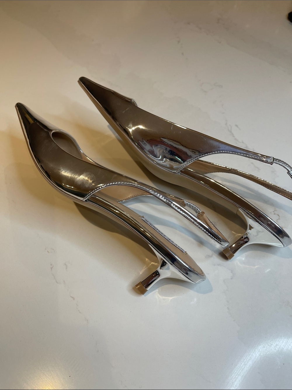 Steve Madden Silver Pointed Slingback Flats - Picture 4 of 8